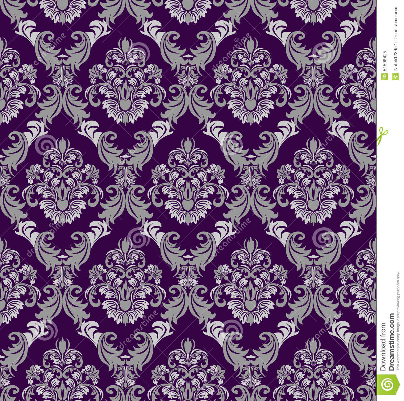 Purple And Silver Damask - HD Wallpaper 