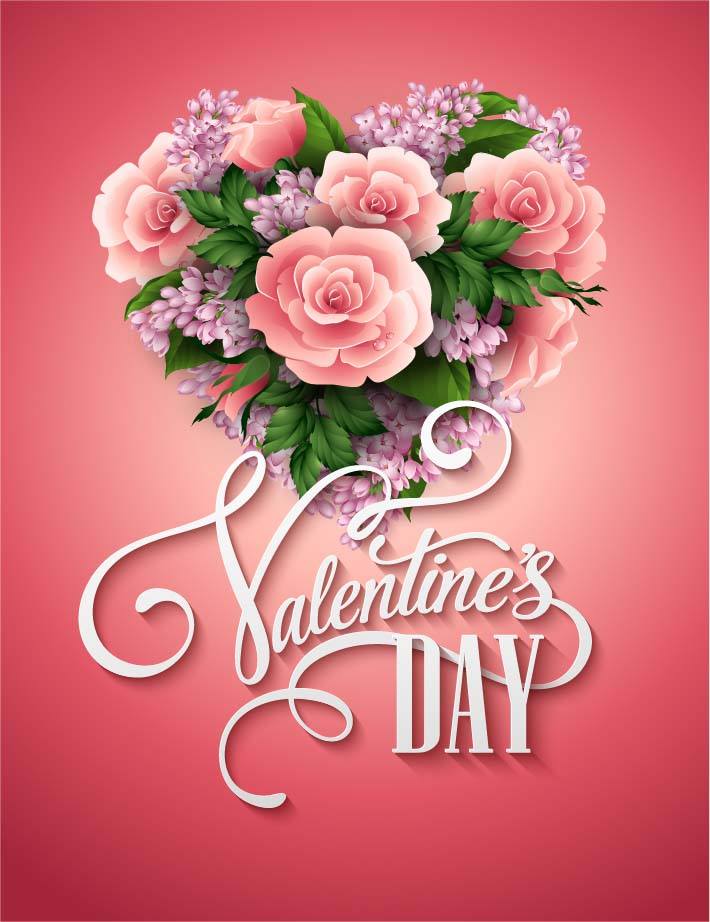 Valentines Day Flower Wallpaper - Valentine Card With Flowers - HD Wallpaper 