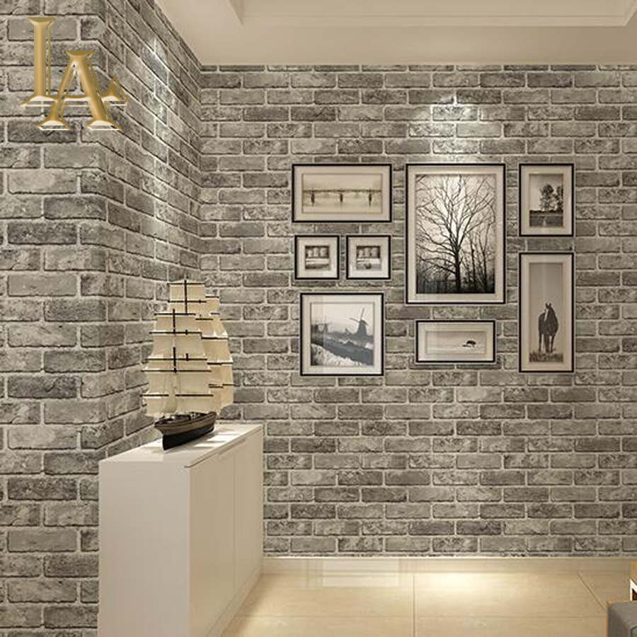 Grey Brick Wallpaper In Bedroom - HD Wallpaper 