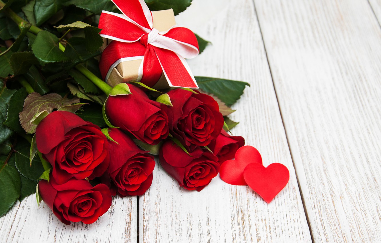 Photo Wallpaper Love, Flowers, Roses, Bouquet, Hearts, - Хорошего Дня Жена - HD Wallpaper 