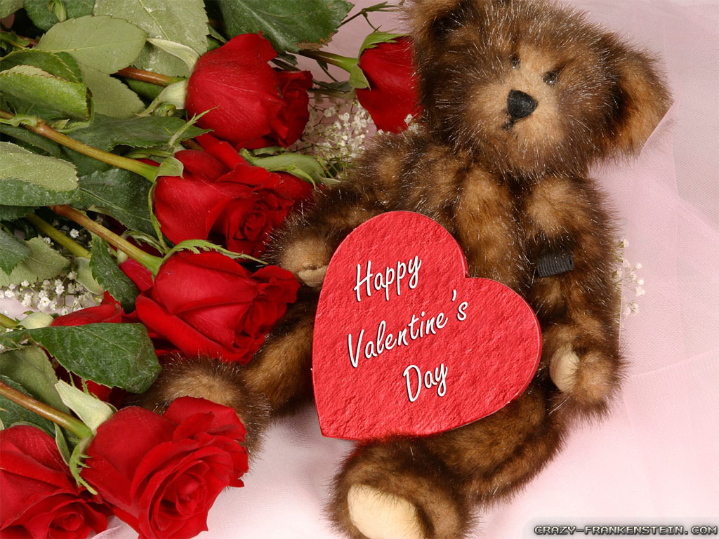 Valentines Day Teddy Bear Roses - HD Wallpaper 