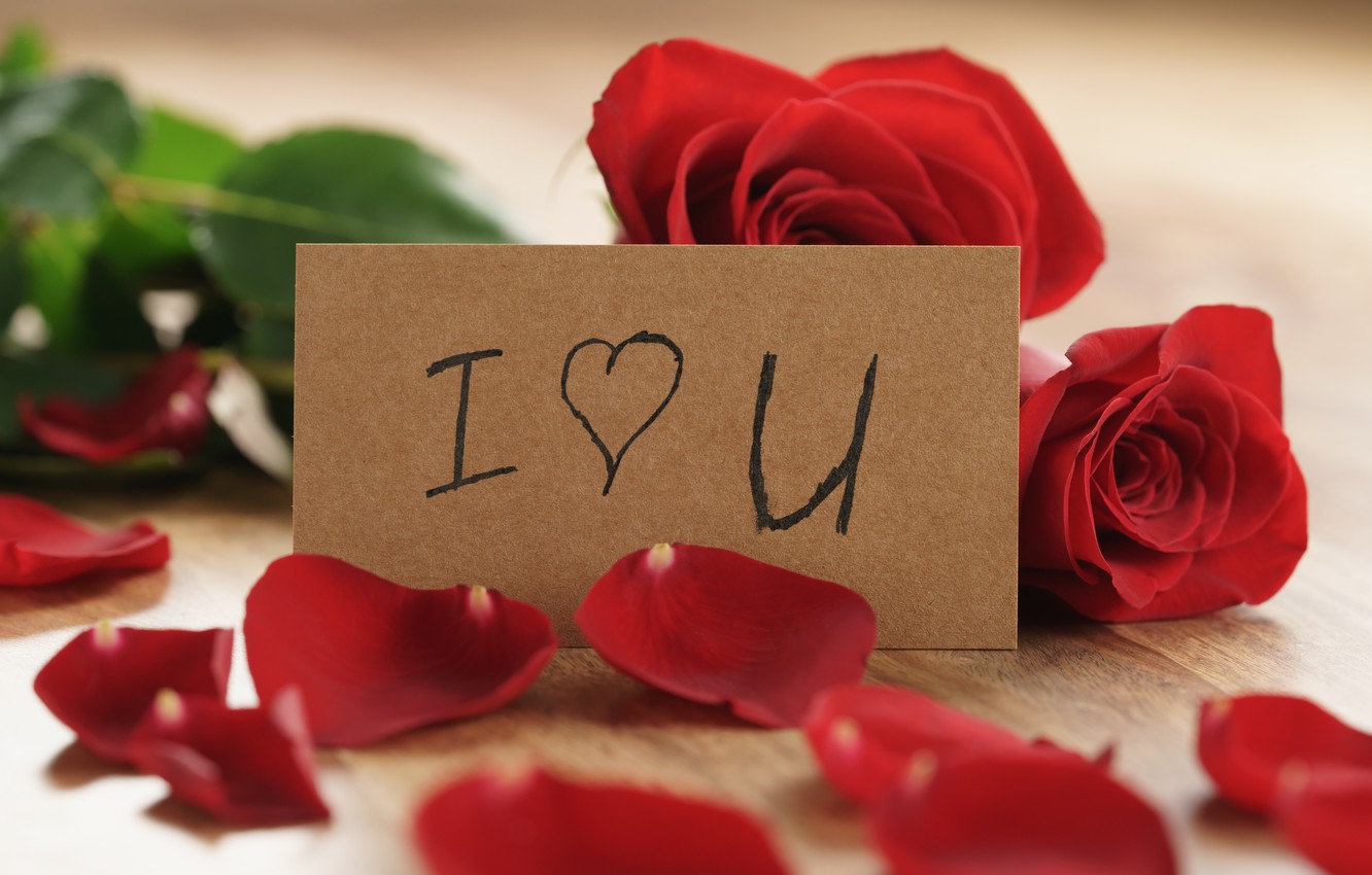 Photo Wallpaper Bouquet, Petals, Red, Romantic, Valentine - Romantic L Love You - HD Wallpaper 
