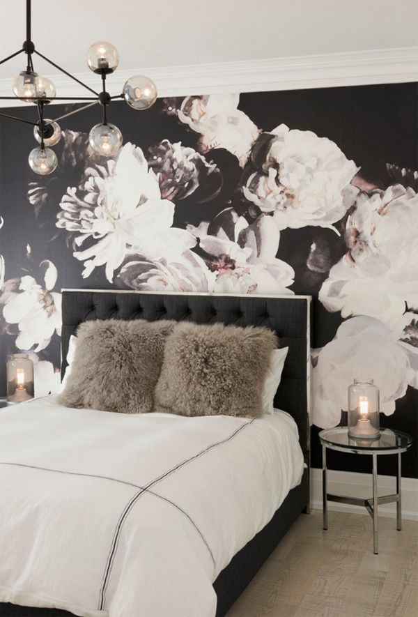 Dark Floral Wallpaper Bedroom - HD Wallpaper 