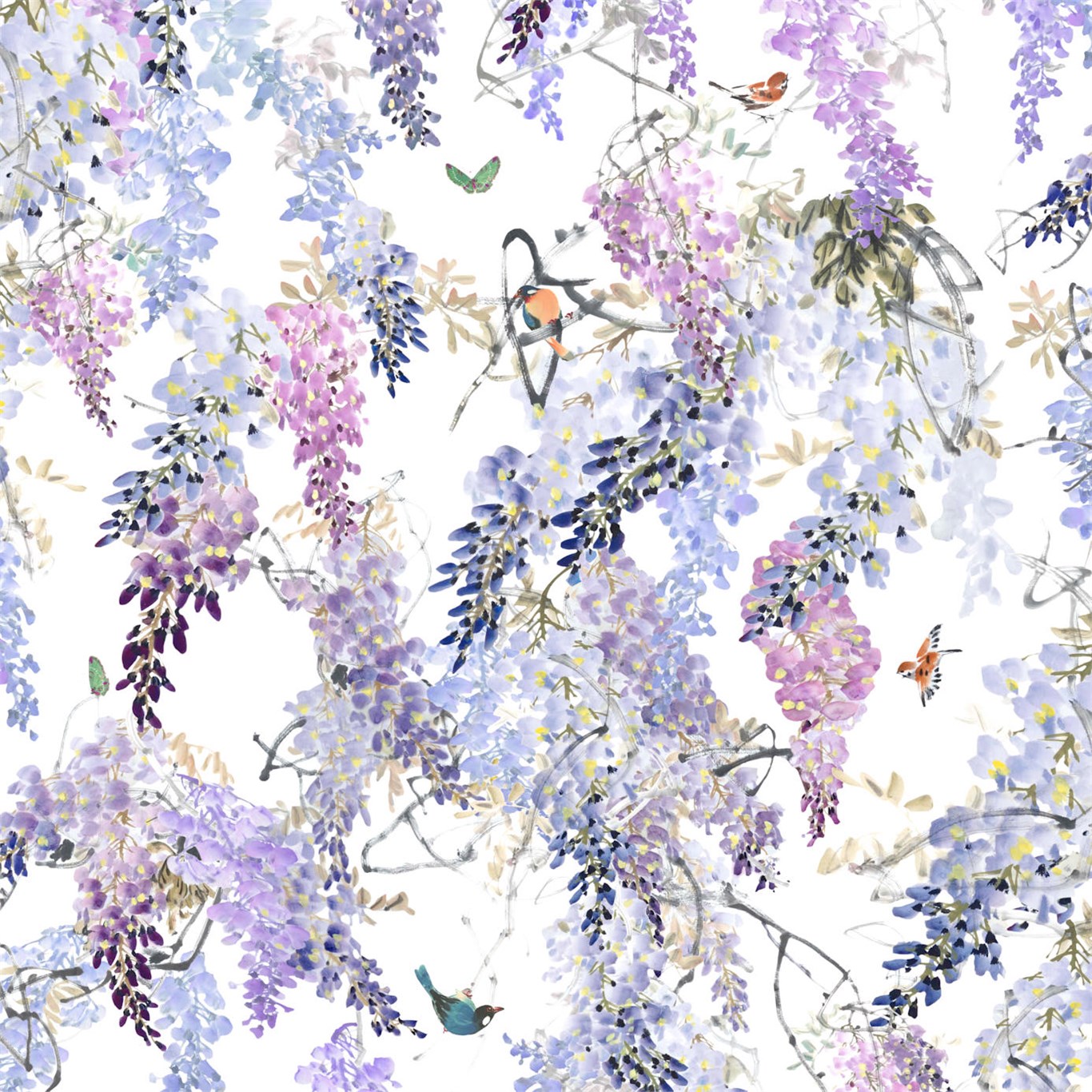 Wisteria Falls Panel B, A Wallpaper By Sanderson, Part - Sanderson Wisteria Falls - HD Wallpaper 