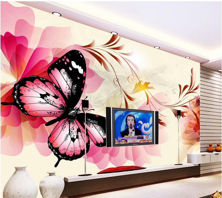 Butterfly Design On Wall 3d - HD Wallpaper 