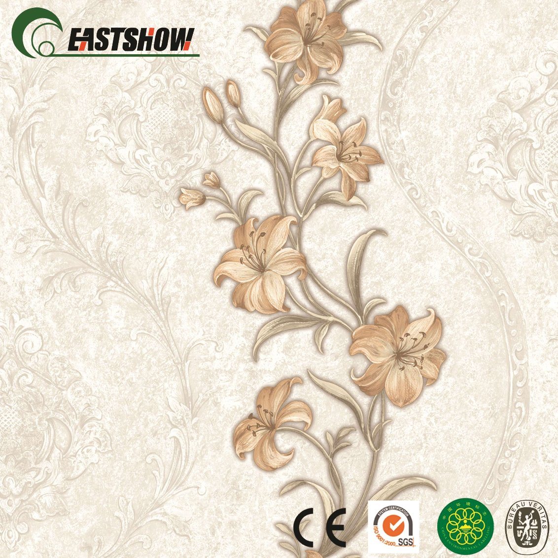 New Cheap Floral Vinyl Pvc Wallpaper For Living Room - Wallpaper - HD Wallpaper 