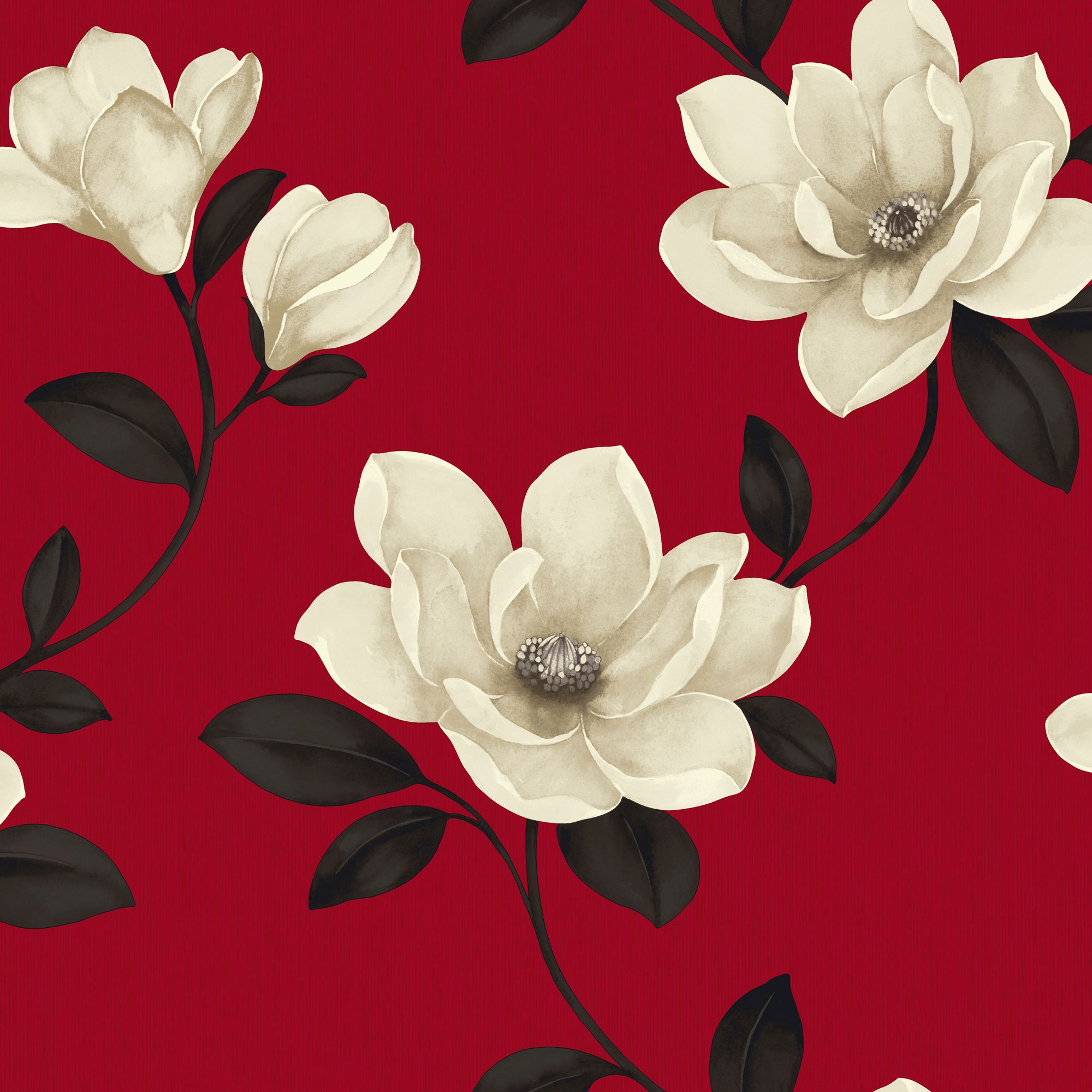 Floral Wallpaper B&q - Red Wallpaper With Cream Flowers - 2000x2000  Wallpaper 