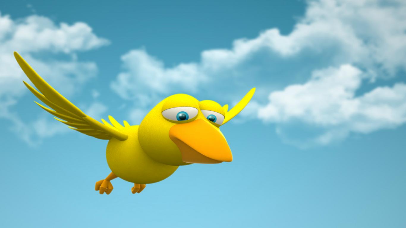 Desktop Cute Birds Wallpaper - Bird In The Sky Cartoon - HD Wallpaper 