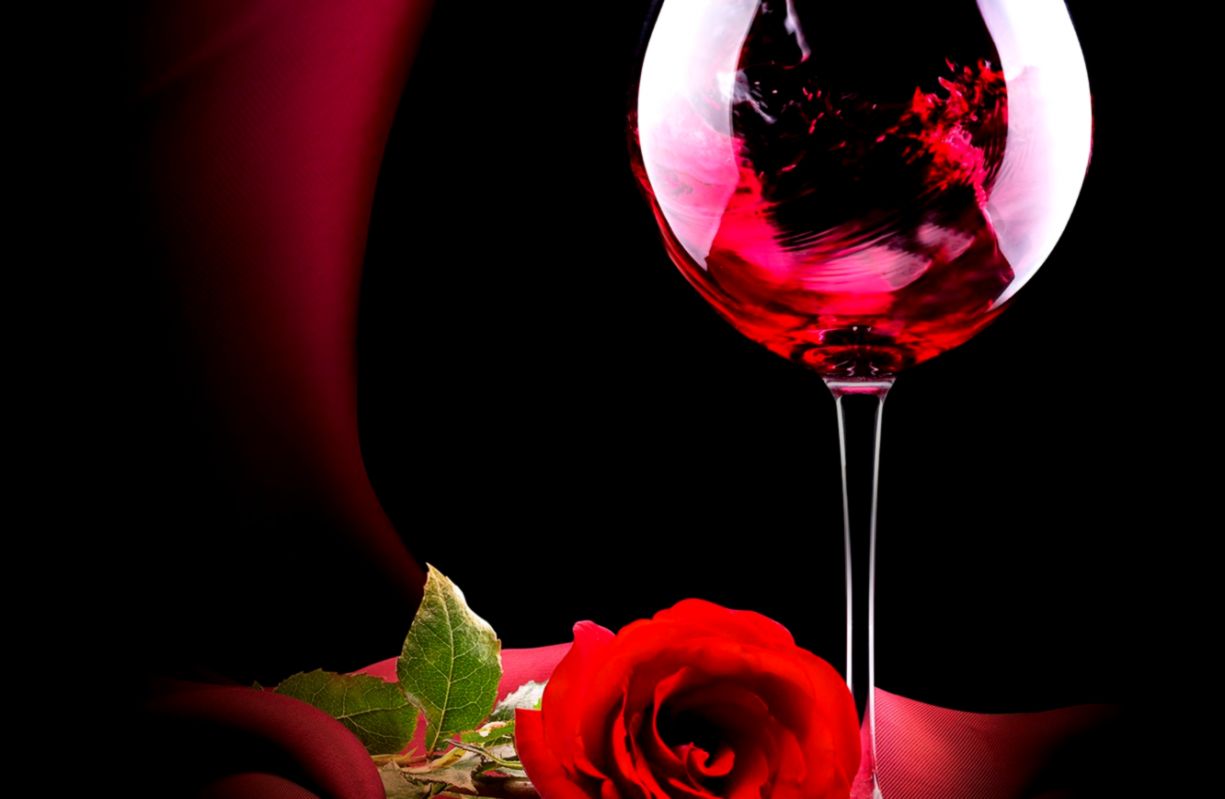 Wallpaper Wine Glass Rose Roses Valentines Day Wine - Mobile Wallpaper Rose Glass - HD Wallpaper 