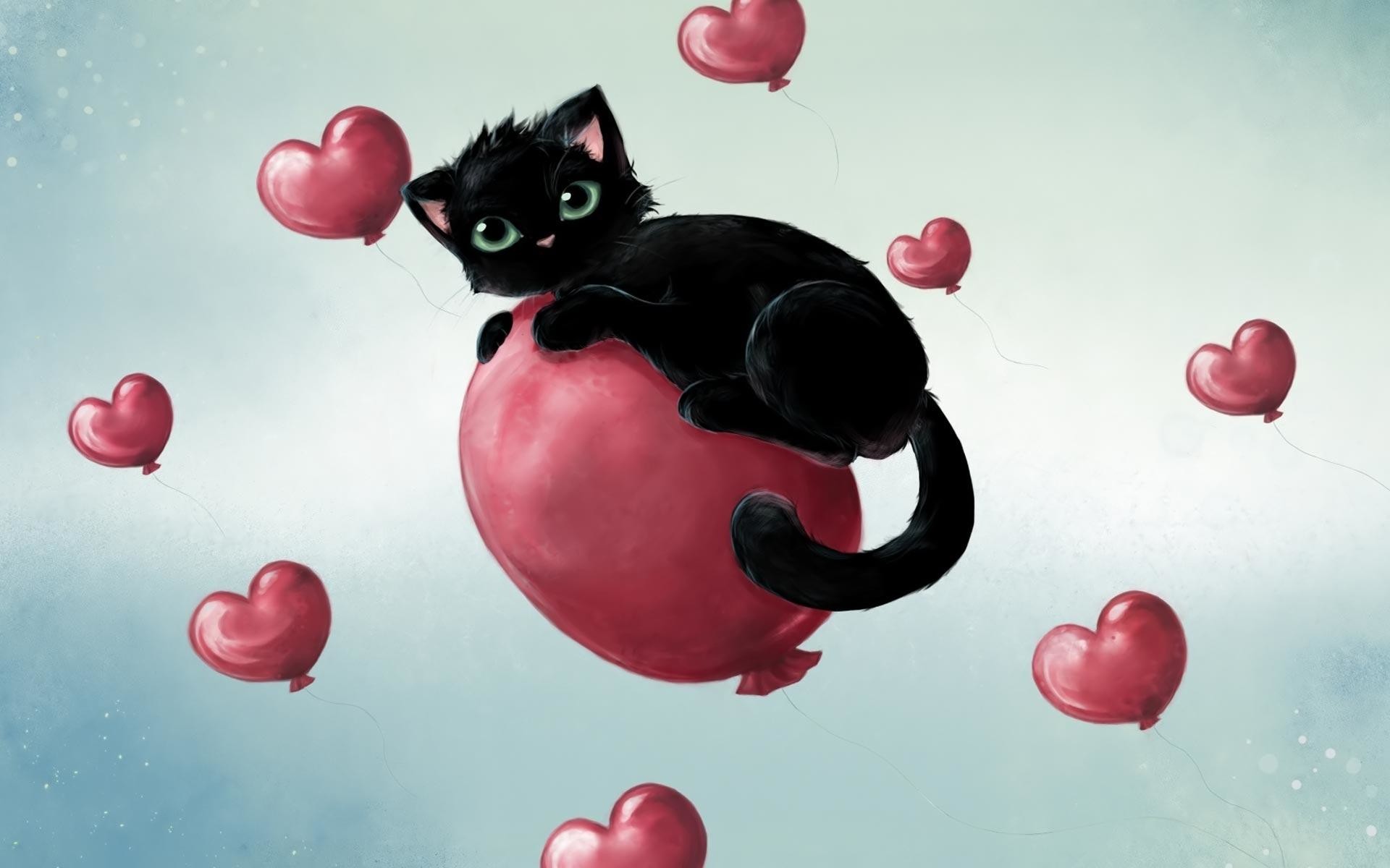 1920x1200, Love Happy Valentine S Day Kitten Wallpaper - Valentine Cat Backgrounds - HD Wallpaper 