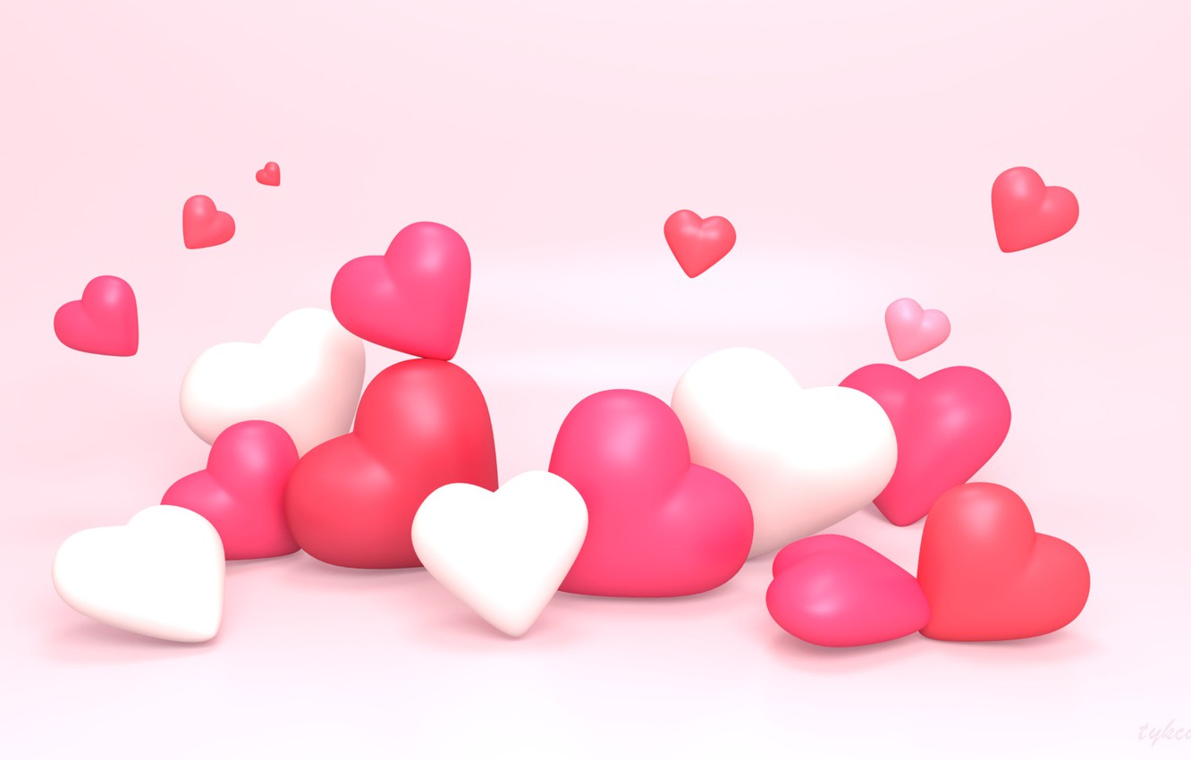 Photo Wallpaper Rendering, Holiday, Art, Hearts, Valentine, - HD Wallpaper 