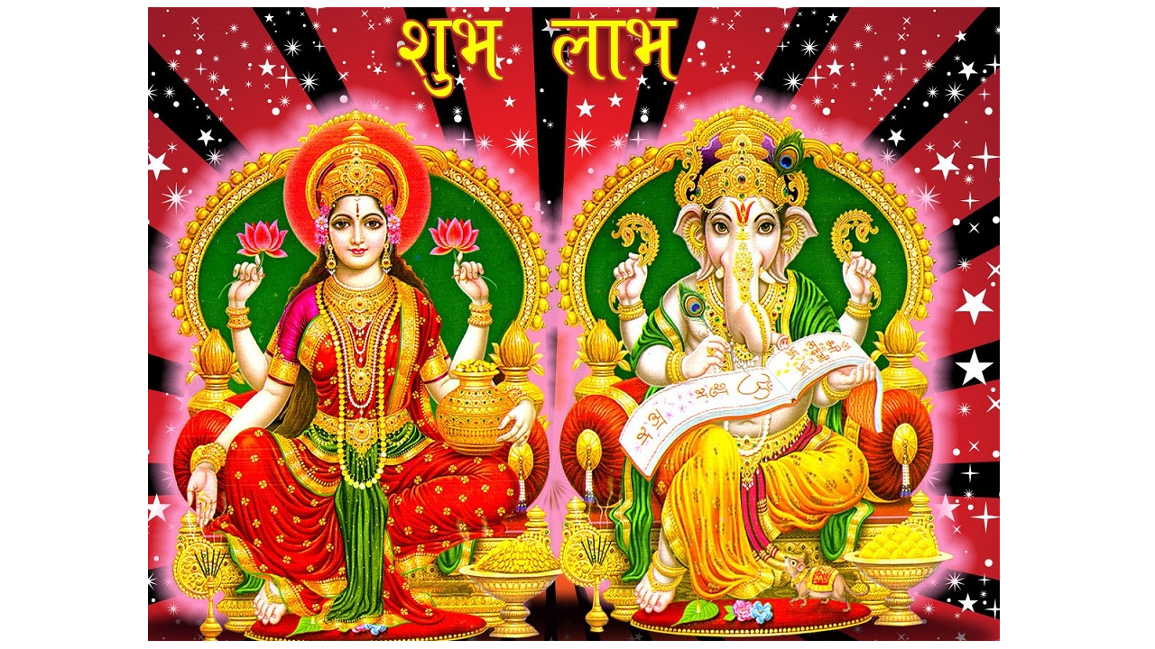 Goddess Lakshmi And Lord Ganesha - HD Wallpaper 