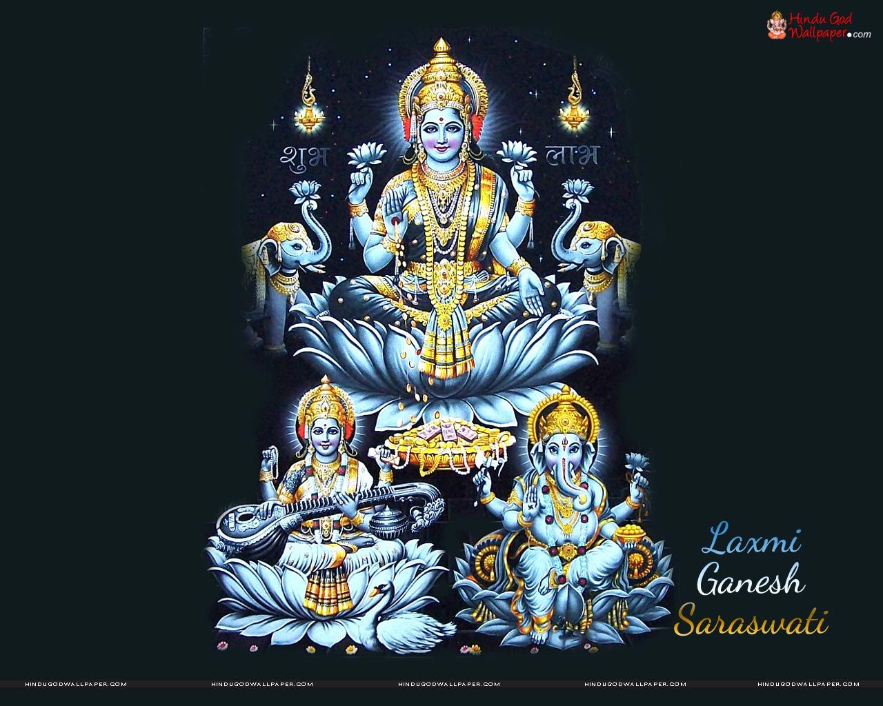 Laxmi Ganesh Saraswati Hd - HD Wallpaper 