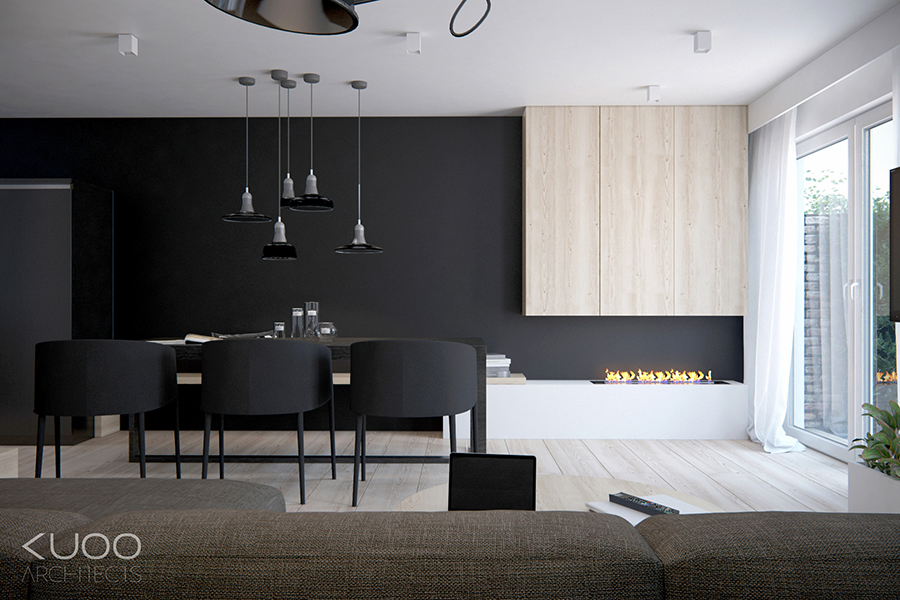 Black Feature Wall Dining Room - HD Wallpaper 