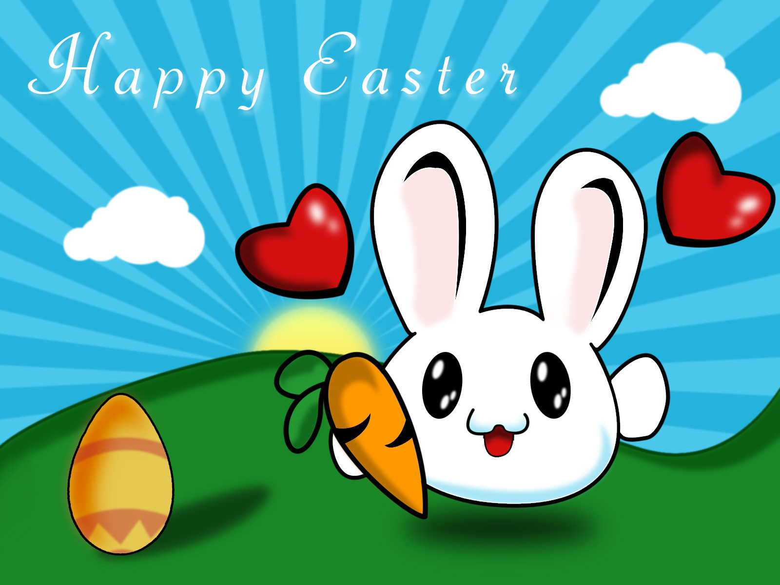 Happy Easter Bunny Pictures - Easter Cartoon Wallpaper For Computer - HD Wallpaper 