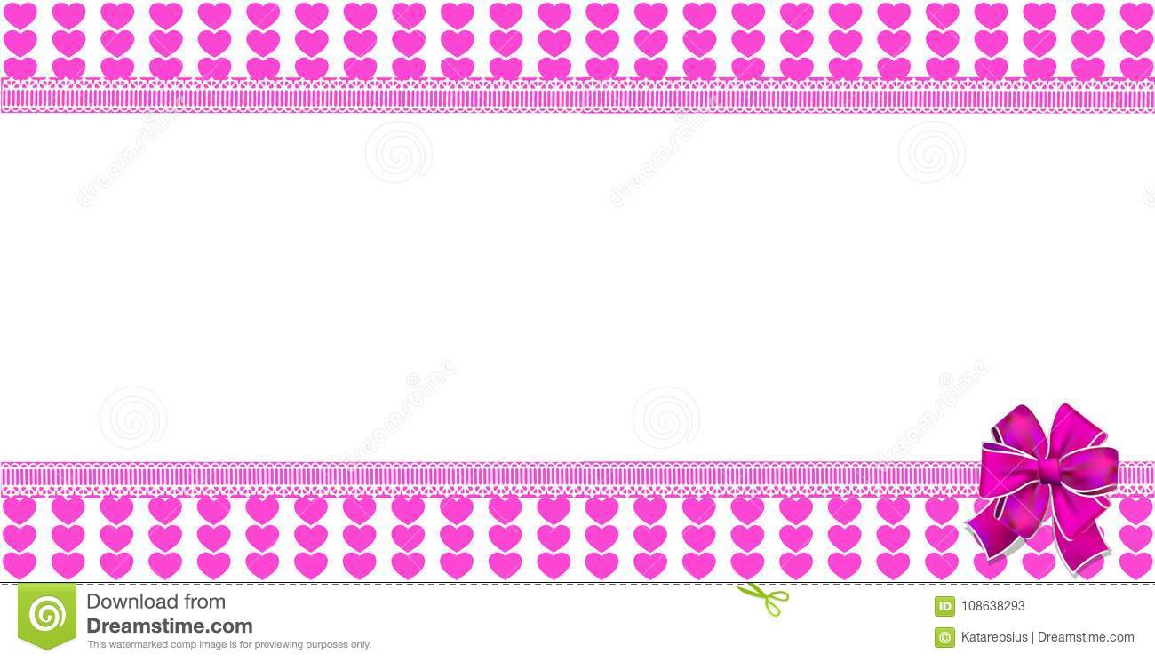 Cute Horizontal Template With Pink Striped Hearts Wrapped - Border Horizontal Cute - HD Wallpaper 