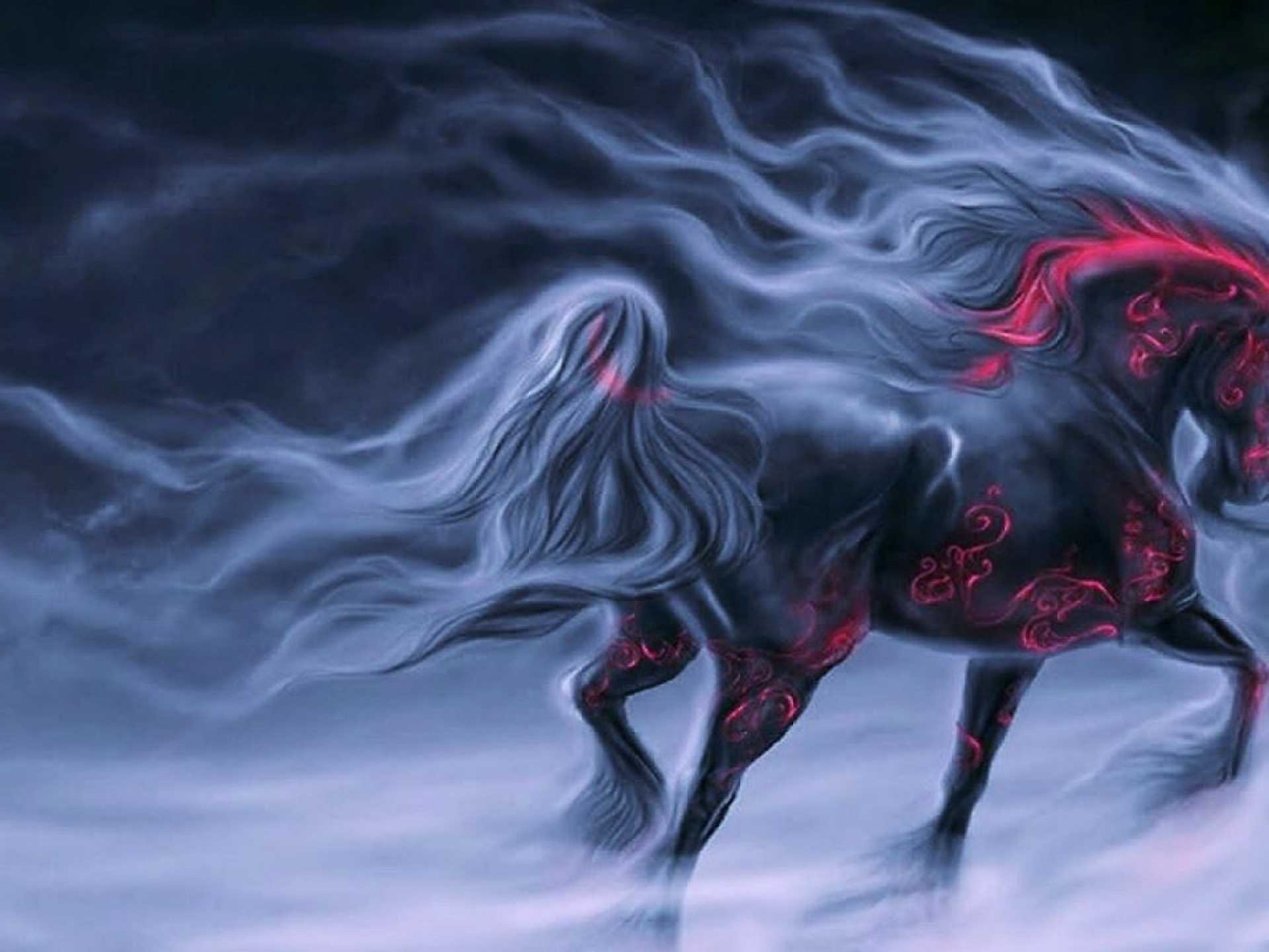 Red And Black Unicorn - HD Wallpaper 