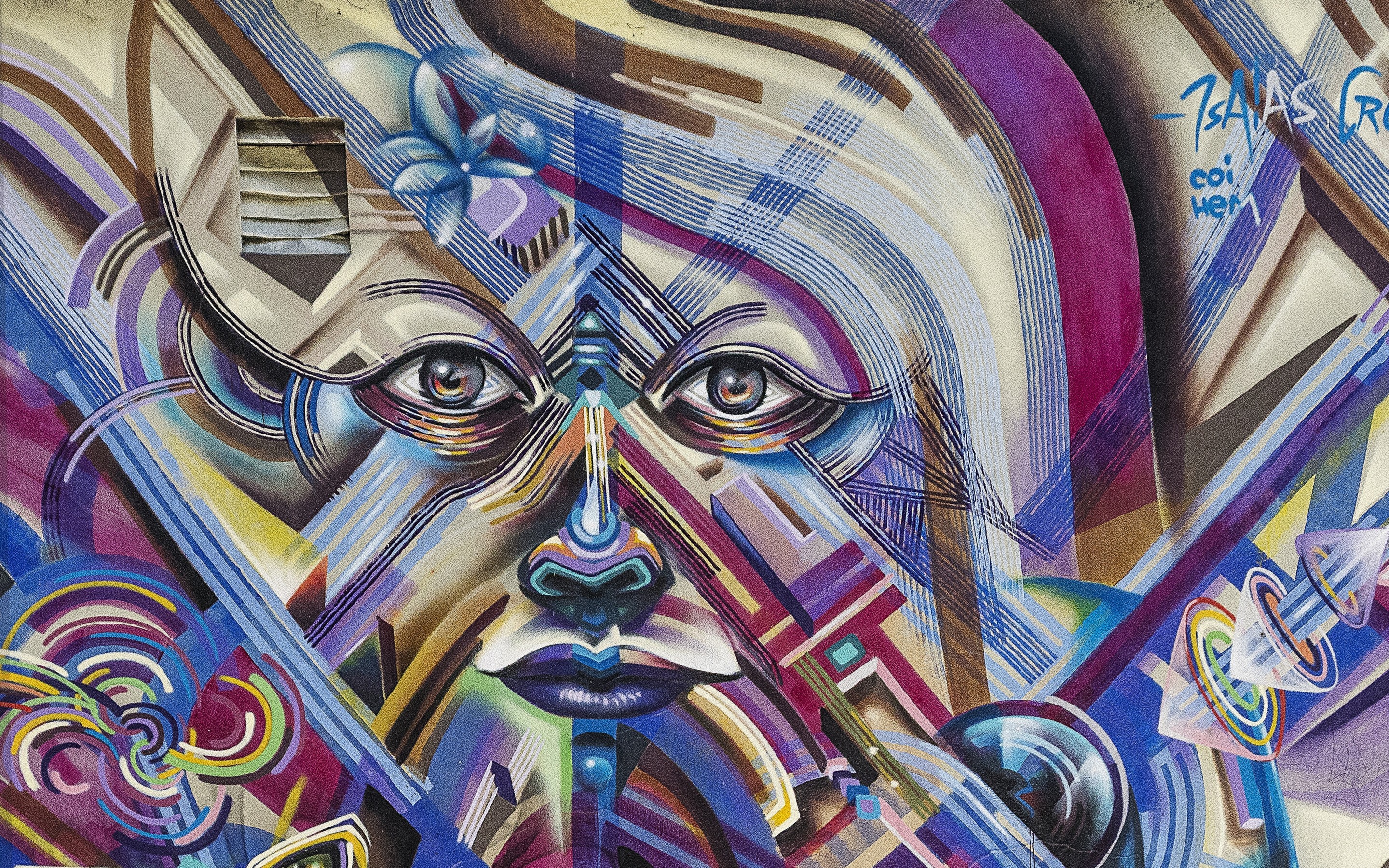 Graffiti, Face, Street Arts, Wall - Graffiti Face - HD Wallpaper 