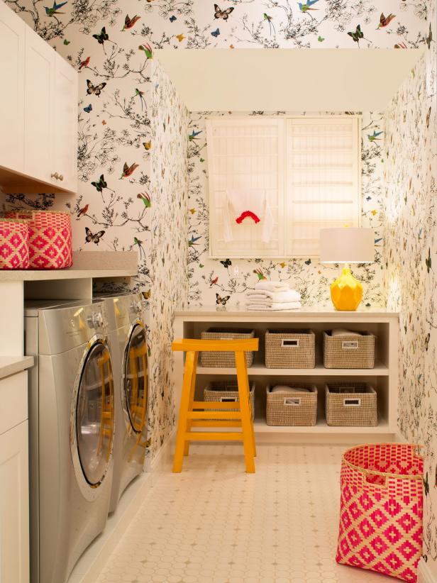 Laundry Room With Butterfly Wallpaper - Ideas For Laundry Room - HD Wallpaper 