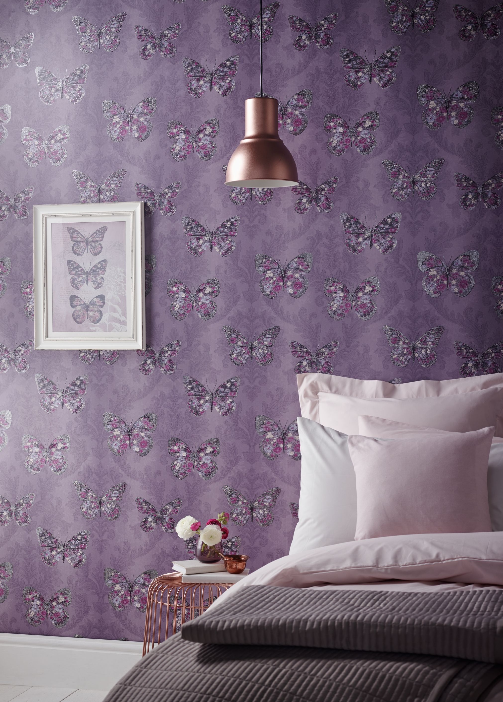 Bedroom Purple Wall Paper - HD Wallpaper 