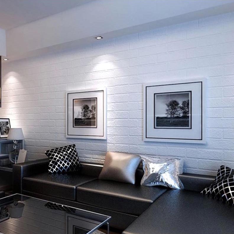 White Bricks Wallpaper Living Room - HD Wallpaper 