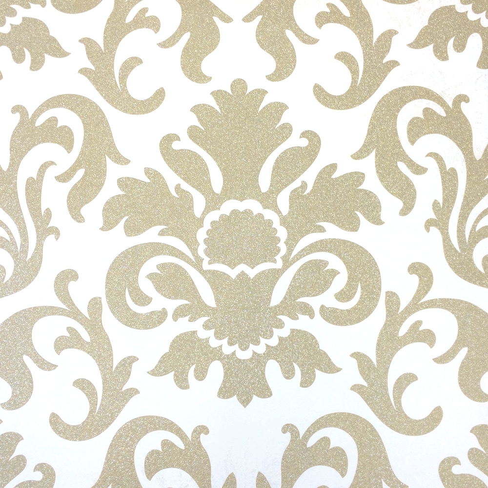 Mayfair Gold And Cream Glitter Damask - Gold Damask Wallpaper With Glitter - HD Wallpaper 