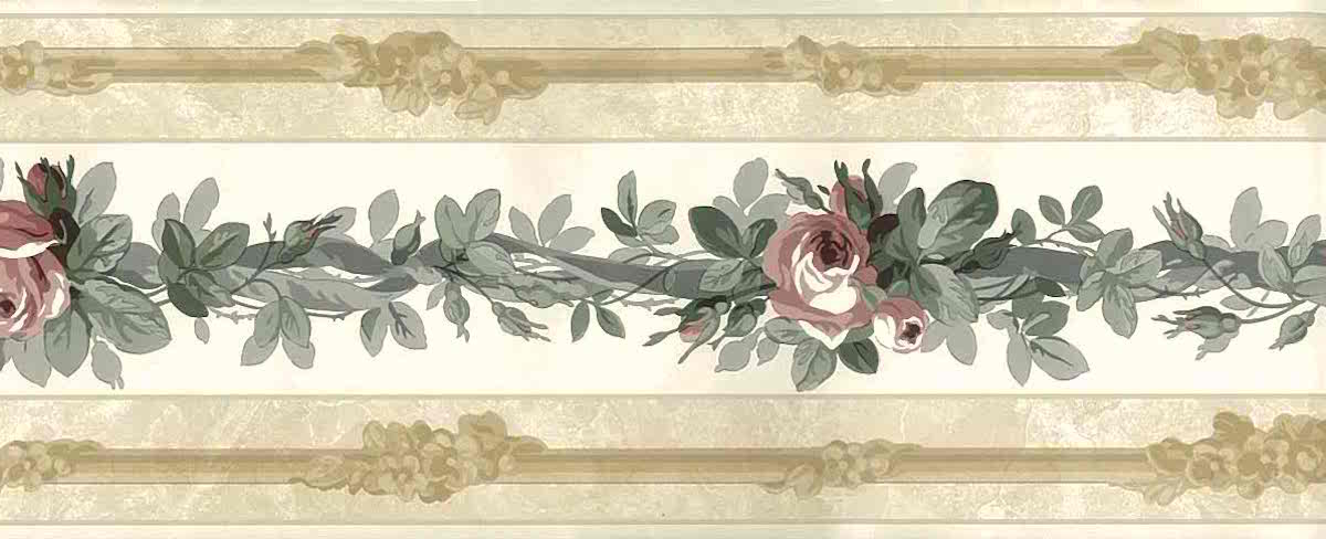 Roses Vintage Wallpaper Border, Floral, Pink, Gray, - Wall - HD Wallpaper 