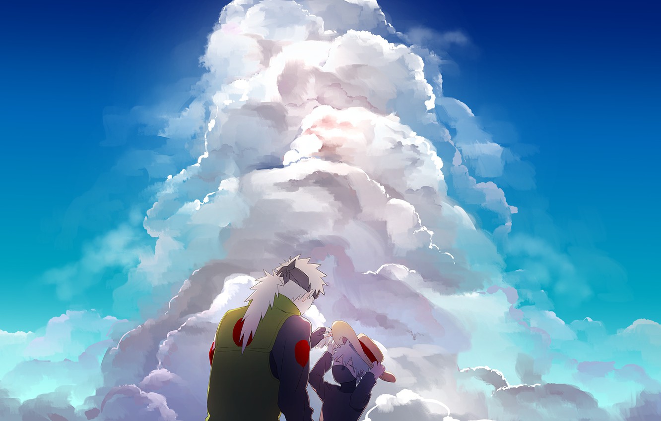 Photo Wallpaper The Sky, Clouds, Father, Naruto, Son, - Отец И Сын Арт - HD Wallpaper 