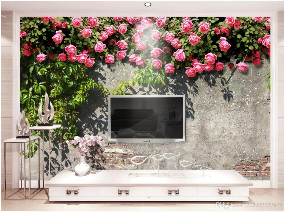 3 Boyutlu Duvar Kağıdı Sarmasık Pembe Güller - HD Wallpaper 