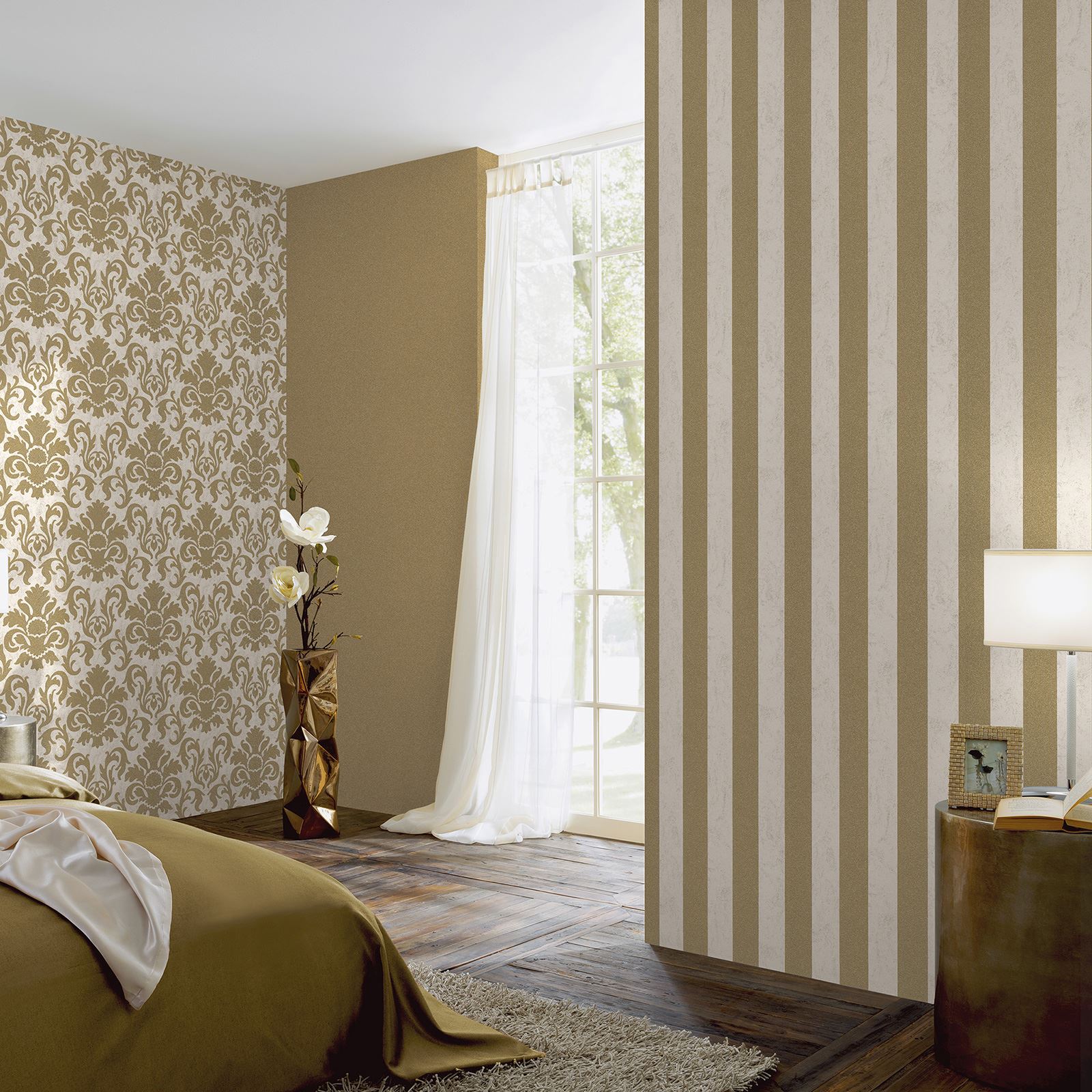 P Amp S Carat Glitter Wallpaper Silver Gold Plain Geometric - Bedroom Wallpaper Wall Murals - HD Wallpaper 