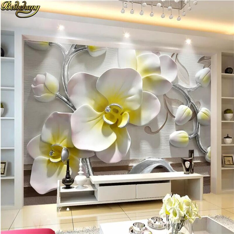 Beibehang Custom Phalaenopsis Relief Murals Modern - 3д Обои Орхидеи - HD Wallpaper 