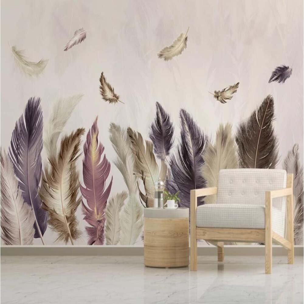 3d Feather Wallpaper Wall Murals Decals Nordic Modern - پوستر سه بعدی طرح پر - HD Wallpaper 