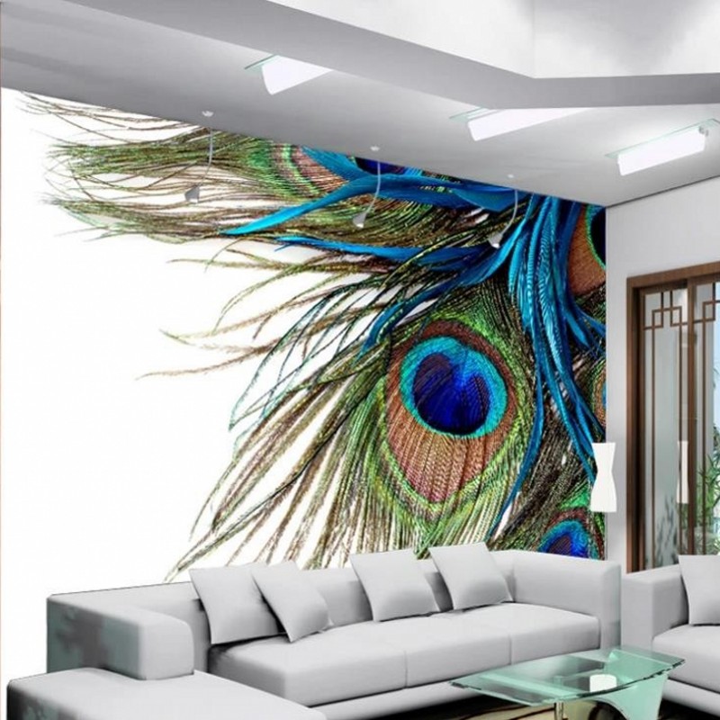 Peacock Feather Wall Mural - HD Wallpaper 