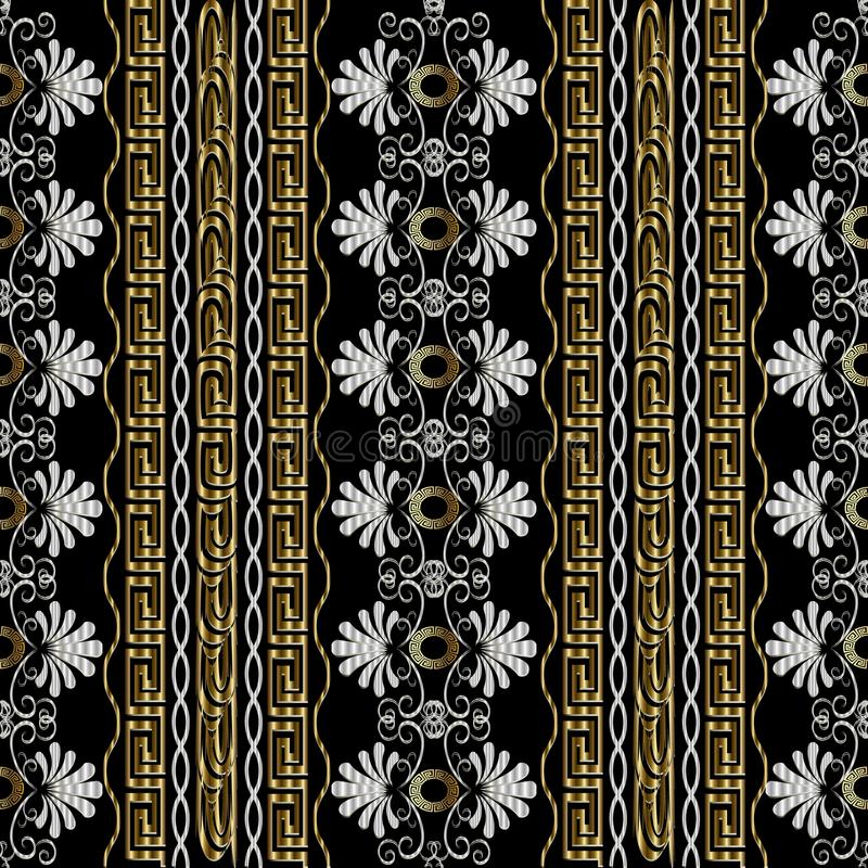 Striped Floral Seamless Border Pattern - Vector Abstract Leaves In Wavy Stripes Textile Designs - HD Wallpaper 