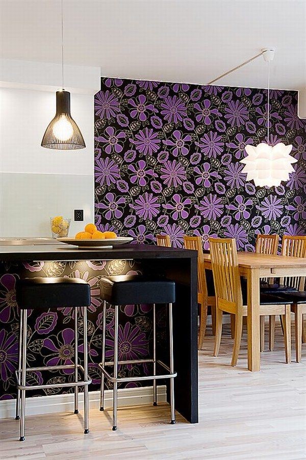 Purple Wallpaper Kitchen - HD Wallpaper 