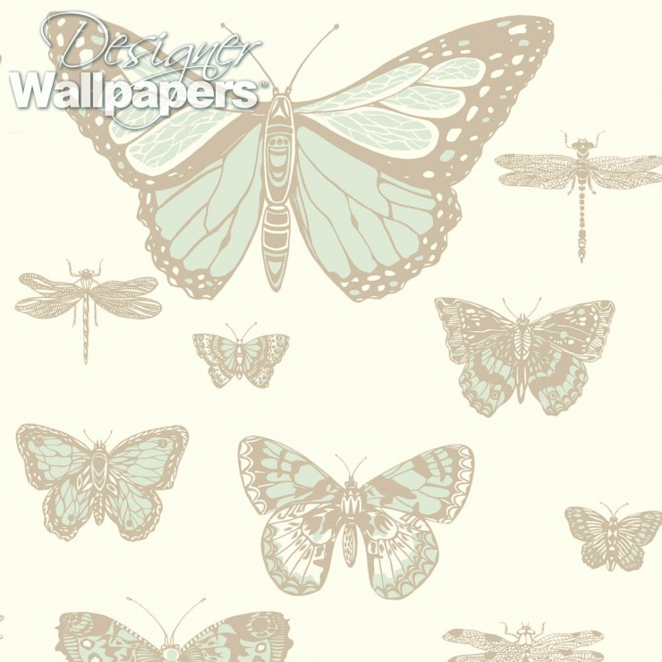 Butterflies & Dragonflies - Damask Wallpaper Gold - HD Wallpaper 