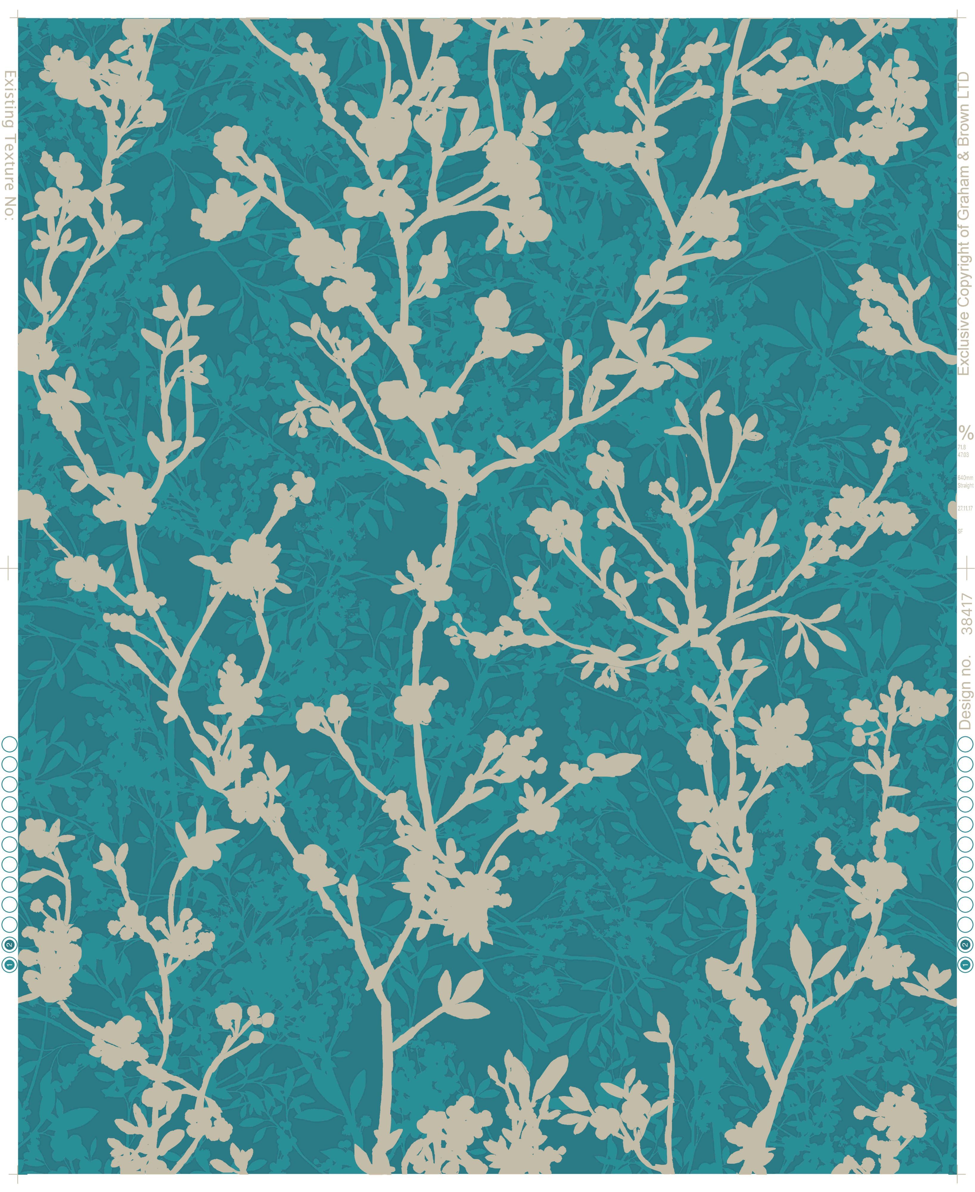 Arthouse Botanical Songbird Teal Floral Grey Wallpaper - Teal Wallpaper B&q - HD Wallpaper 