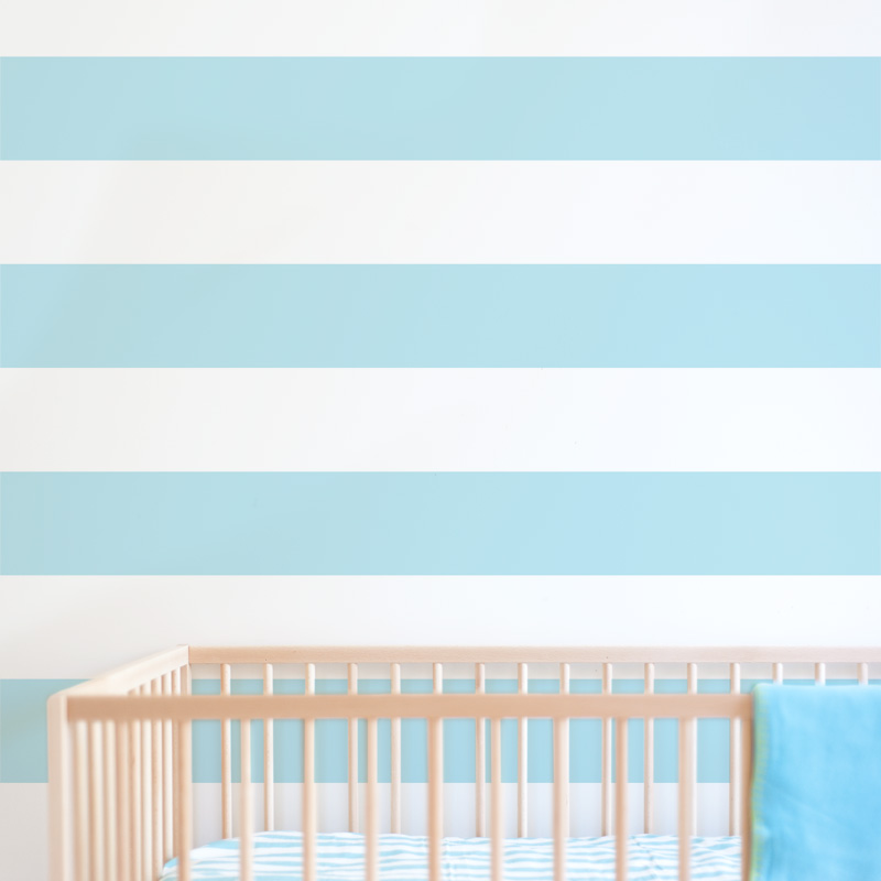Stripe Print Removable Wallpaper For Nursery Blue And White Striped