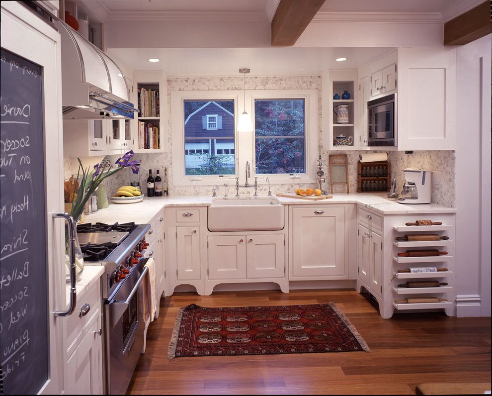 Farmhouse Wallpaper Rolls Kitchen Traditional With - Kitchen - HD Wallpaper 