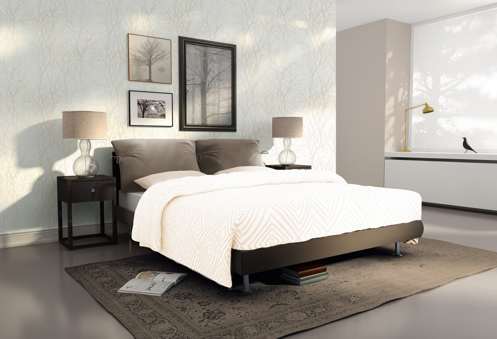 Bedroom Wallpaper Grey - HD Wallpaper 