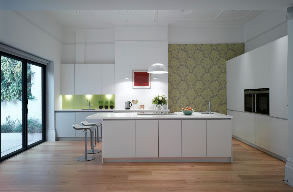 Kitchen Wallpaper Trend With Stainless Steel Wall Mount - Simple Wallpaper Design For Kitchen - HD Wallpaper 