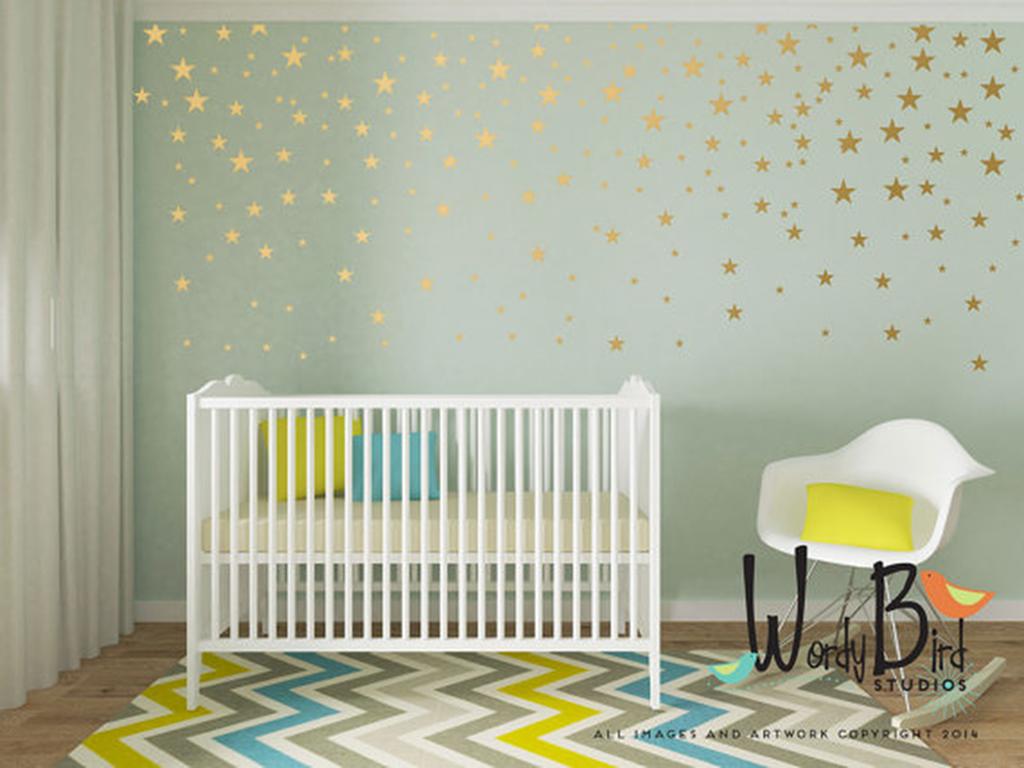 Star Wallpaper Uk - Baby Room Gold Stars - HD Wallpaper 