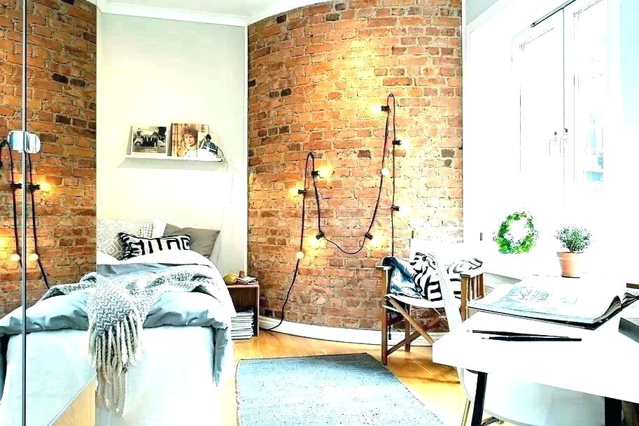 Brick Wallpaper In Bedroom Brick Wallpaper Bedroom - Hanging Lights On Brick Wall - HD Wallpaper 