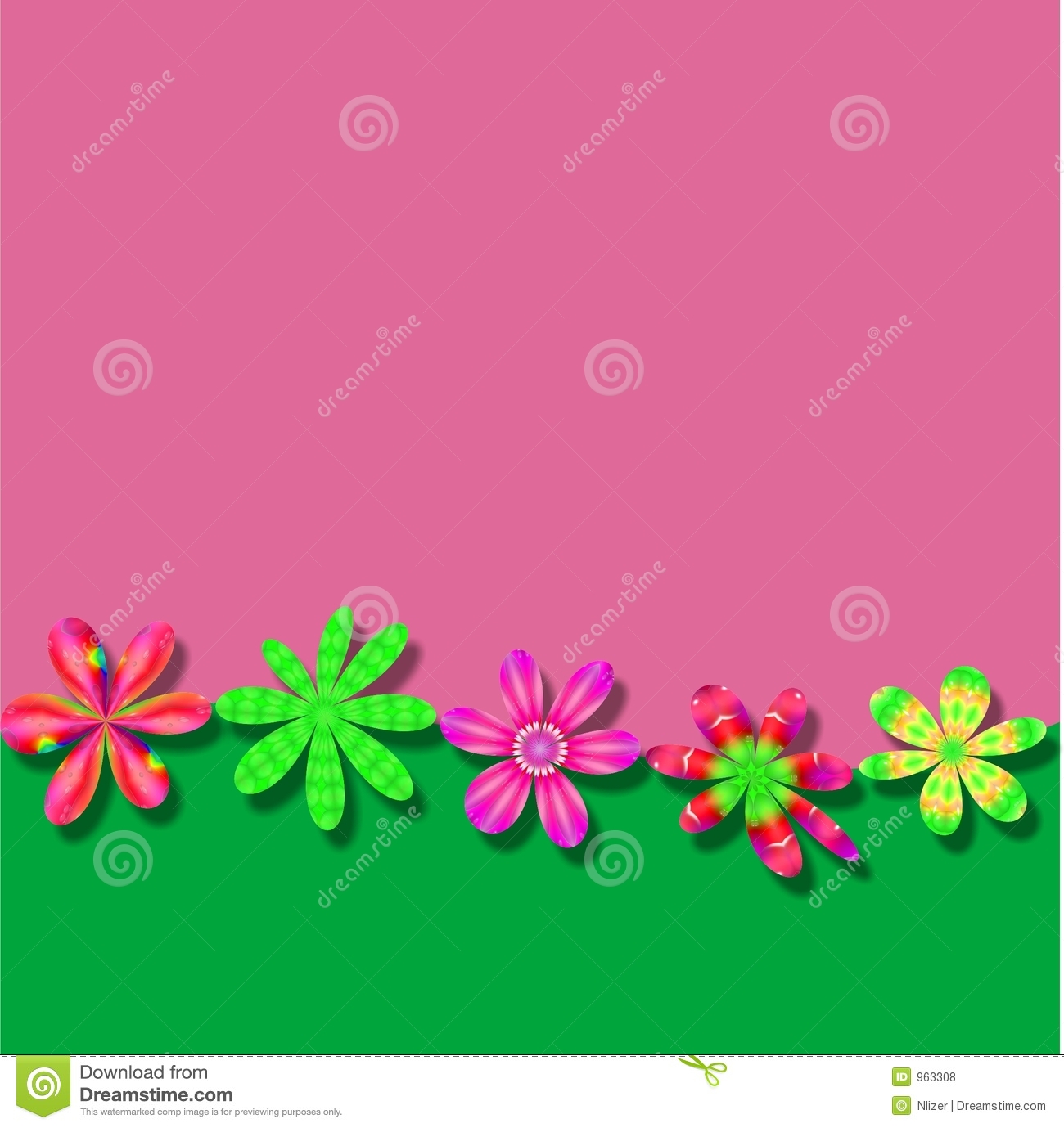 Green And Pink Flower - HD Wallpaper 