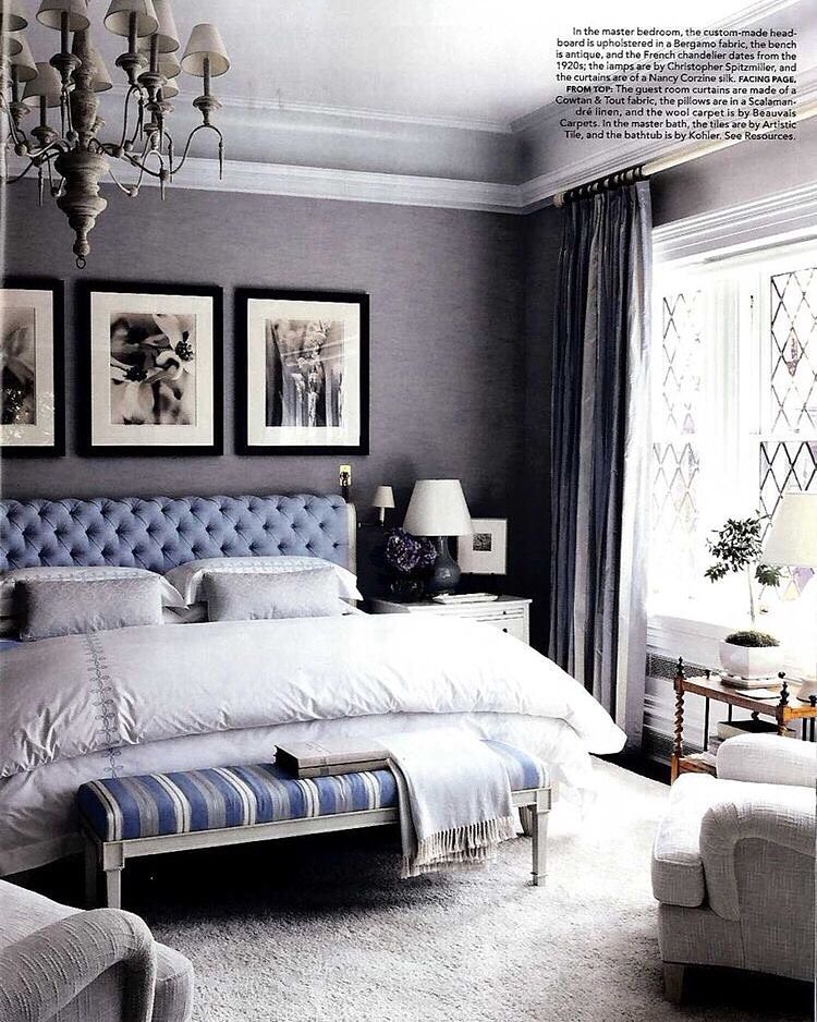 Grey Blue And Black Bedroom - HD Wallpaper 