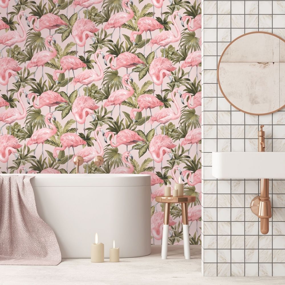Pink Gold And White Bathroom - HD Wallpaper 