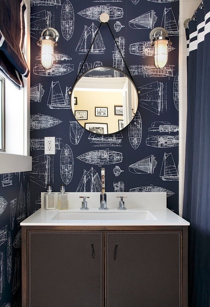 San Francisco Jeff Lewis Wallpaper Where To Buy With - Dark Blue Wallpaper Bathroom - HD Wallpaper 