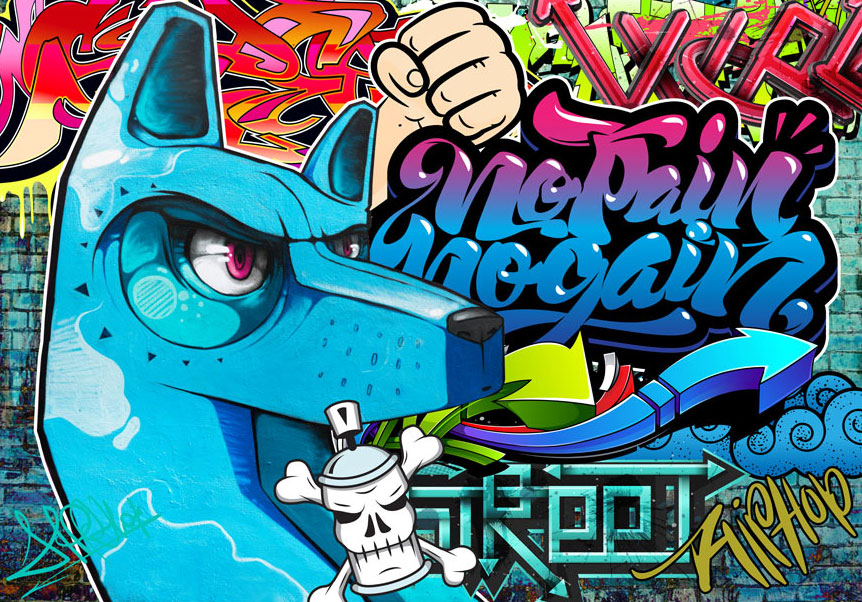Photo Wallpaper Non Woven Fleece Self Adhesive Graffiti - No Pain No Gain Graffiti - HD Wallpaper 