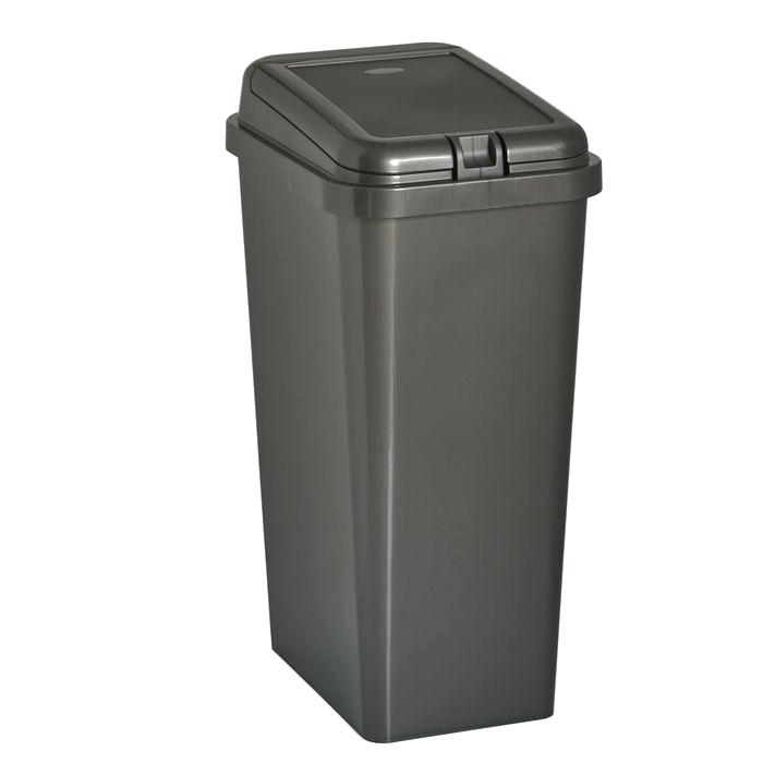 Rectangular Touch Top Bin Grey Black Kitchen Wilko Plastic 700x700