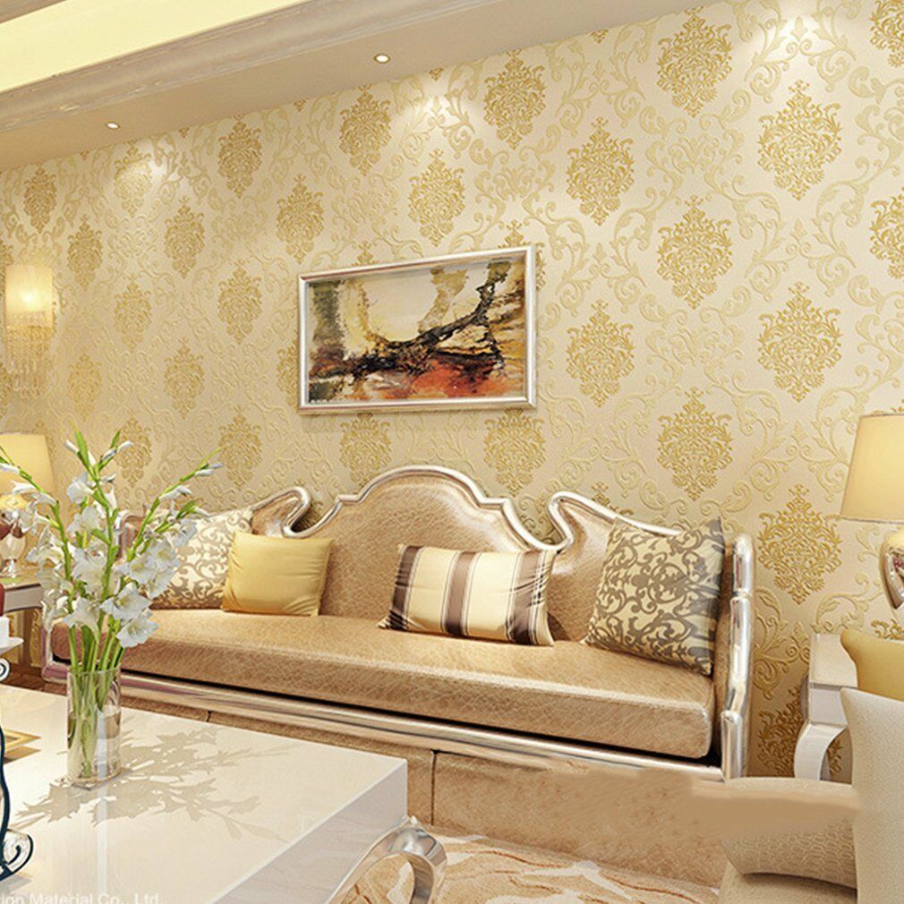 3d 10m Grandeco Kensington Damask Cream Luxury Glitter - Papier Peint De Qualité - HD Wallpaper 